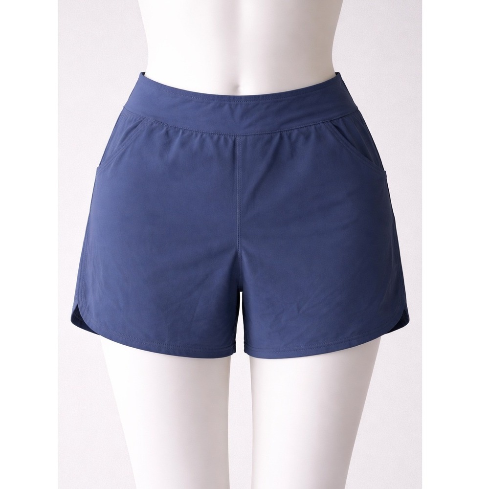 Lands End Womens Navy Blue Board Swim Shorts‎ Size 20W Elastic Waist Pockets